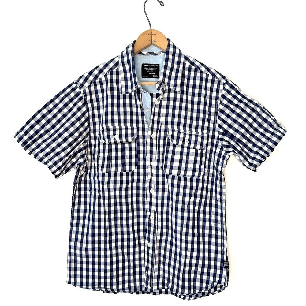 Paper Denim & Cloth | Blue and White Gingham Check Short Sleeve Button Down